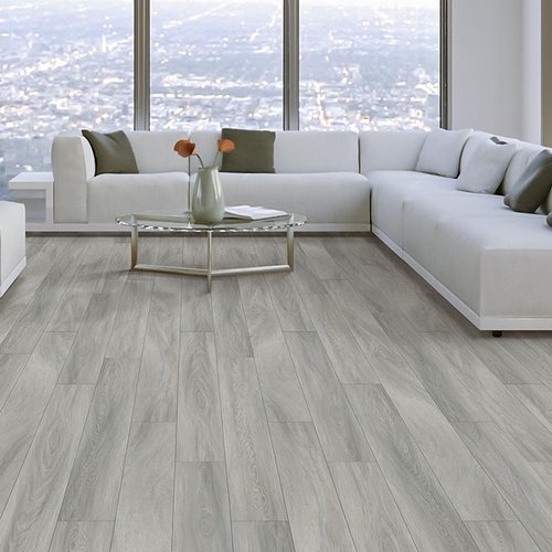 Living Room Gray Greige Luxury Vinyl Plank LVP -  Decorating Ideas in Powell, NY