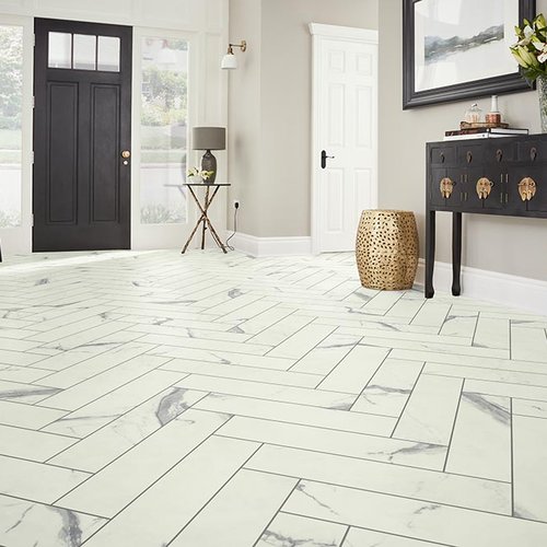 Entry Foyer Luxury Vinyl Tile Herringbone LVT -  Decorating Ideas in Powell, NY